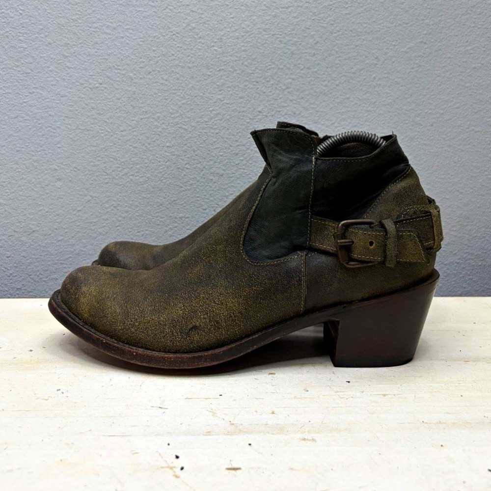 J.B. Dillon Distress Leather  Harness Ankle Boots Size 10